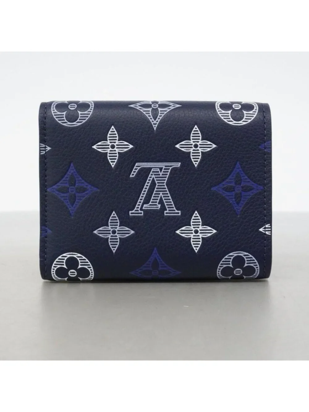 Louis Vuitton Trifold Wallet Monogram Shadow Victor Navy Blue